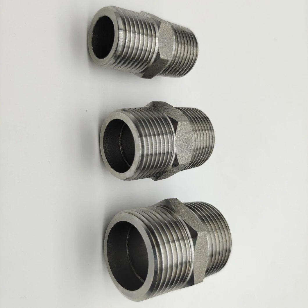 Zg/NPT 1 Inch Stainless Steel Fitting Thread Hex Nipple OEM, NPT/BSPT Male Thread Connectors Hex Nipple