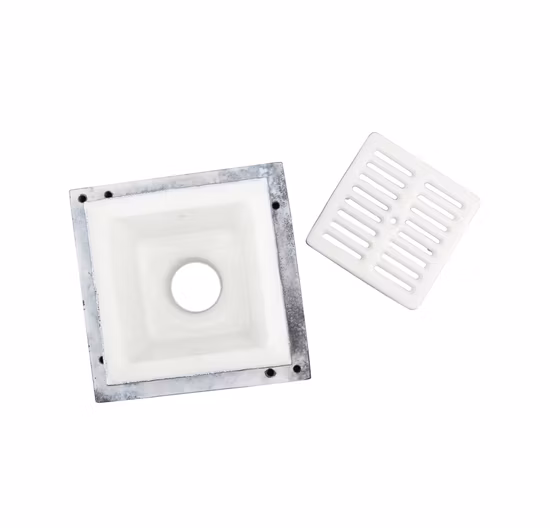 Évier de sol carré en fonte avec bride d'ancrage